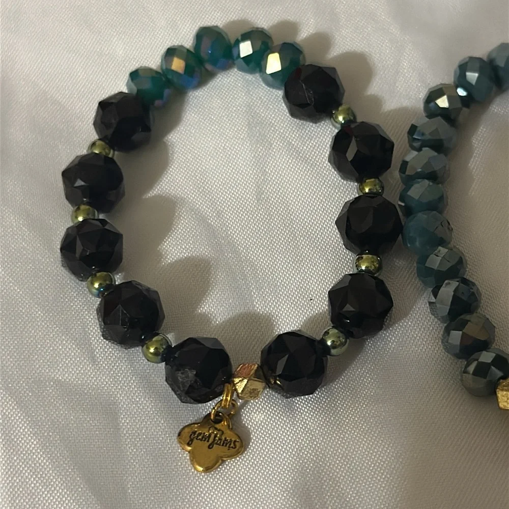 Girl’s‎ Gem Jams by Erimish stretch bead bracelet set blue black missing gems